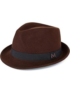 Men's Brown 100% Wool Western With Satin Band Classic Fedora Cowboy Felt Hat